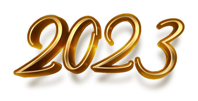 happy new year 2023 celebration eve golden shiny text fonts png