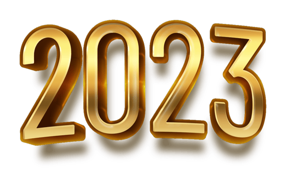 happy new year 2023 celebration eve golden shiny text fonts png
