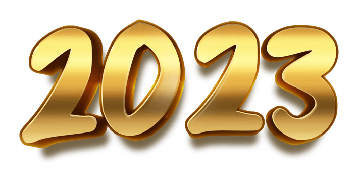 happy new year 2023 celebration eve golden shiny text fonts png