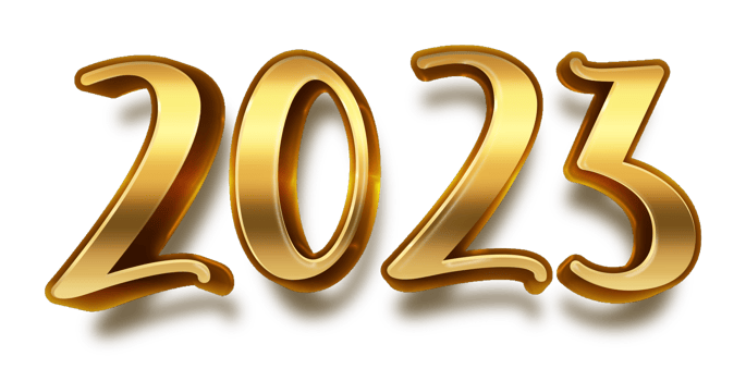 happy new year 2023 celebration eve golden shiny text fonts png