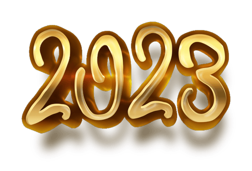 happy new year 2023 celebration eve golden shiny text fonts png