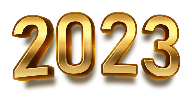 happy new year 2023 celebration eve golden shiny text fonts png
