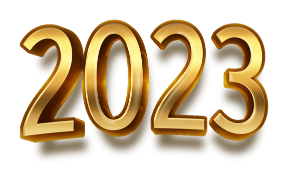 happy new year 2023 celebration eve golden shiny text fonts png
