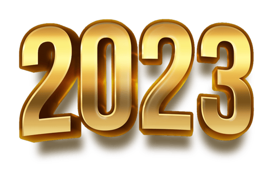 happy new year 2023 celebration eve golden shiny text fonts png