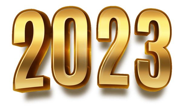 happy new year 2023 celebration eve golden shiny text fonts png