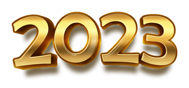 happy new year 2023 celebration eve golden shiny text fonts png