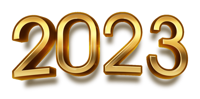 happy new year 2023 celebration eve golden shiny text fonts png
