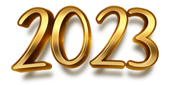 happy new year 2023 celebration eve golden shiny text fonts png
