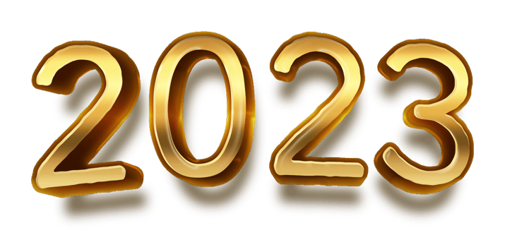 happy new year 2023 celebration eve golden shiny text fonts png