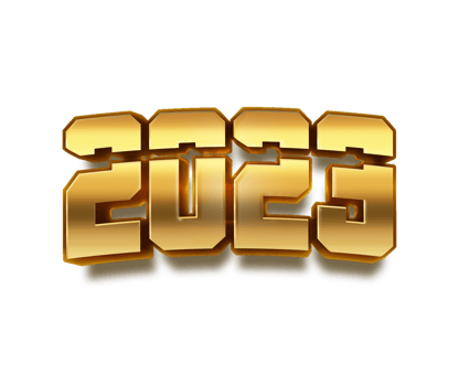 happy new year 2023 celebration eve golden shiny text fonts png