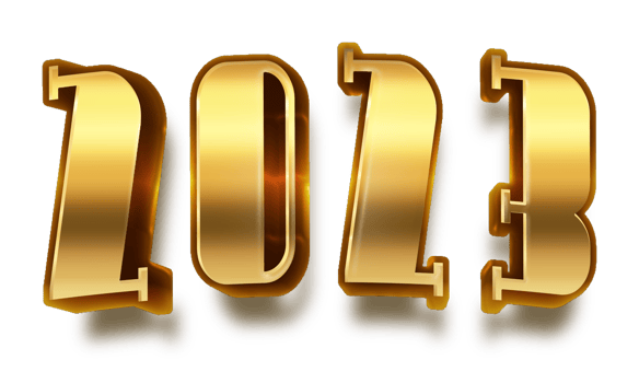 happy new year 2023 celebration eve golden shiny text fonts png