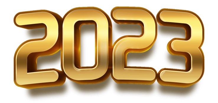 happy new year 2023 celebration eve golden shiny text fonts png