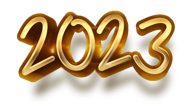 happy new year 2023 celebration eve golden shiny text fonts png