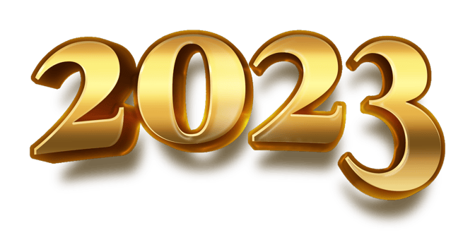 happy new year 2023 celebration eve golden shiny text fonts png