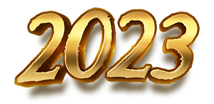 happy new year 2023 celebration eve golden shiny text fonts png