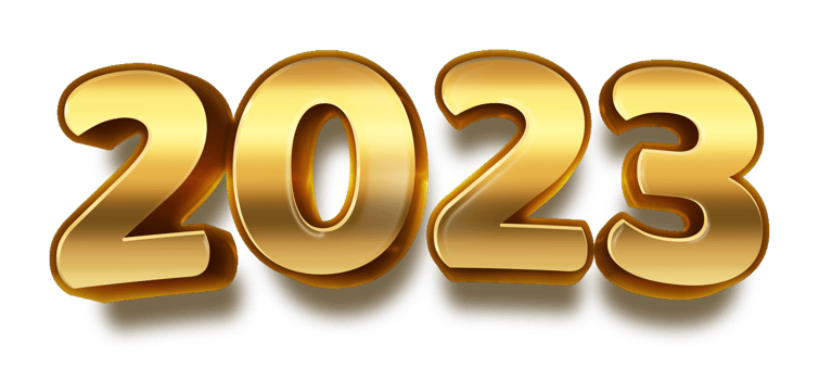 happy new year 2023 celebration eve golden shiny text fonts png