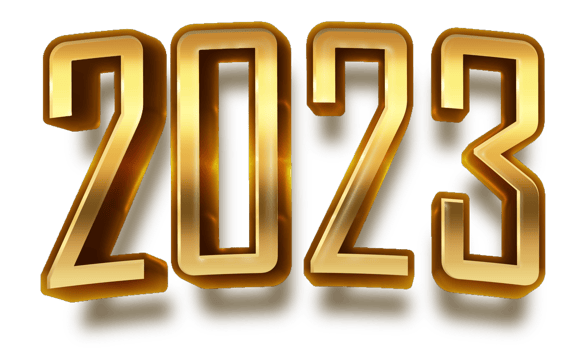 happy new year 2023 celebration eve golden shiny text fonts png