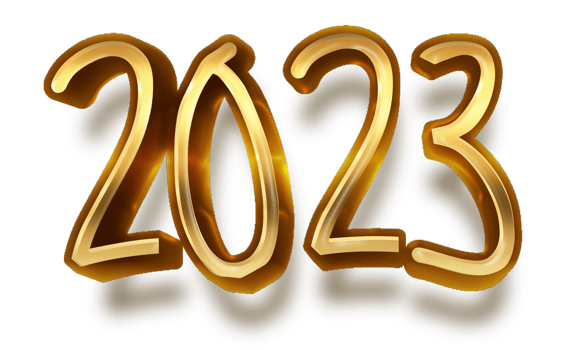 happy new year 2023 celebration eve golden shiny text fonts png