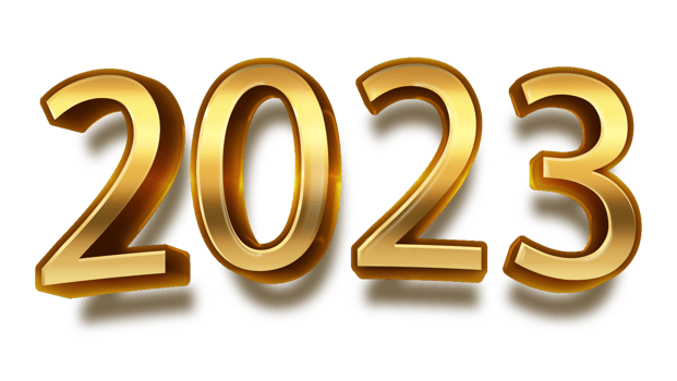 happy new year 2023 celebration eve golden shiny text fonts png