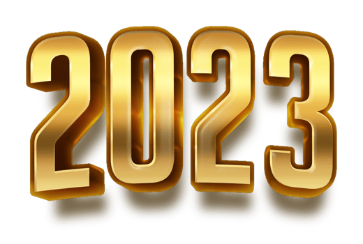 happy new year 2023 celebration eve golden shiny text fonts png
