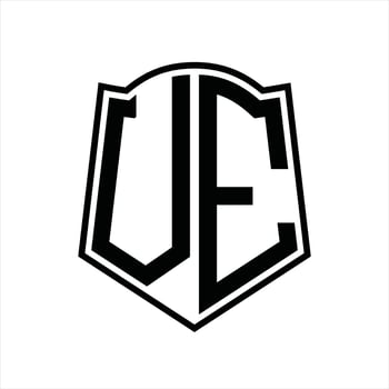 VE Logo monogram with shield shape outline design template vector