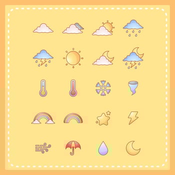 cute weather cartoon illustration set vector