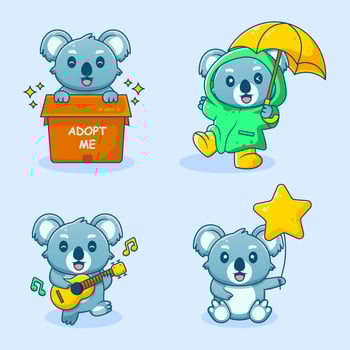 cute animal cartoon set vector