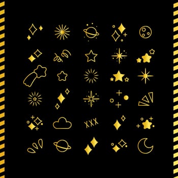 Hand drawn sparkling stars collection vector