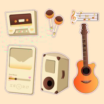 music musical instrument cartoon set vector