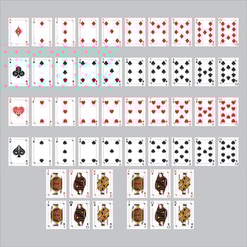 Poker playing cards, full deck. Gray background in a separate layer vector