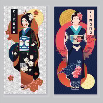 Traditional Asian clothes kimono. Summer clothing - yukata vector