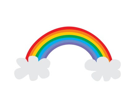 Rainbow Color With Cloud, isolated on white background Vector