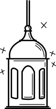 Handdrawn Moslem Lamp Ornament Line Art vector
