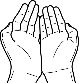 Handdrawn Moslem Pray Line Art vector