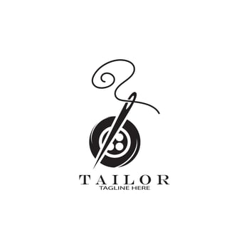 tailor logo icon illustration template combination of buttons for clothes, thread and sewing machine, for clothing product design, convection companies, fashion in vector form