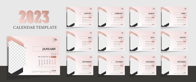 Desk calendar 2023 business template vector illustration