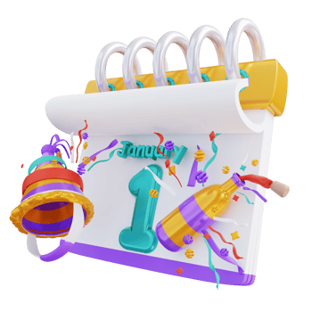 3d illustration calendar hat and bottle png