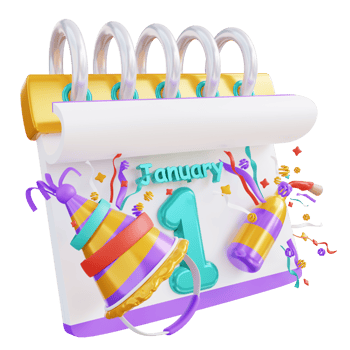 3d illustration calendar hat and bottle png