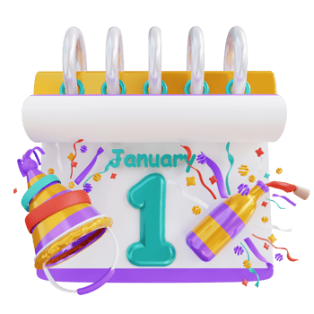3d illustration calendar hat and bottle png