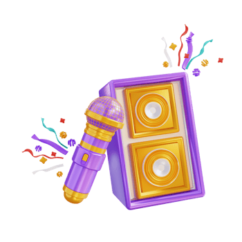3d illustration speaker and microphone png
