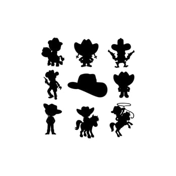 cowboy human collection set icon vector
