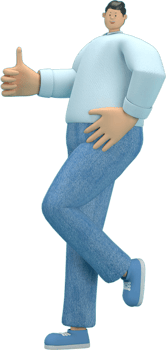 cartoon character wearing jeans and  long shirt. He is expression  of body and hand when talking. 3d rendering in acting. png