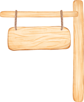 cute watercolour wood sign board cartoon painting png