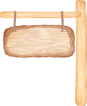 cute watercolour wood sign board cartoon painting png