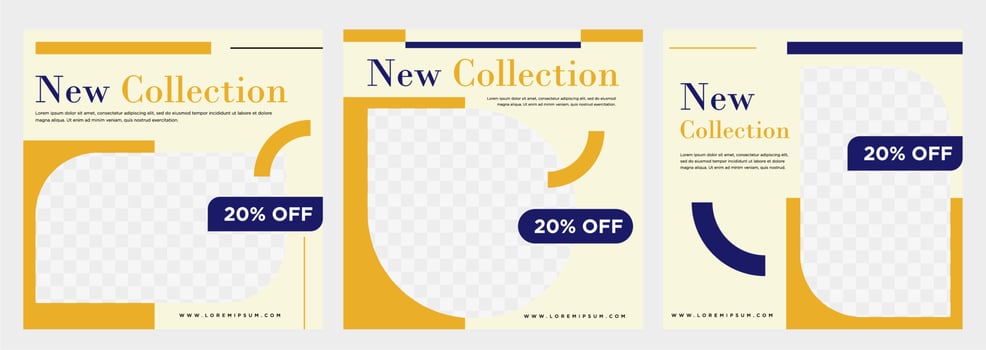Minimalist social media post template collection or banner vector