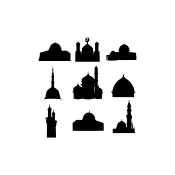 mosque islamic icon set creative design vector