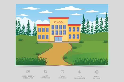 School building nature scene. A scene of school. Natural environment scenes landscape vector