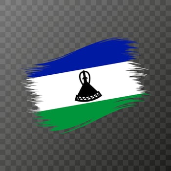 Lesotho national flag. Grunge brush stroke. Vector illustration on transparent background.