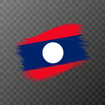Laos national flag. Grunge brush stroke. Vector illustration on transparent background.