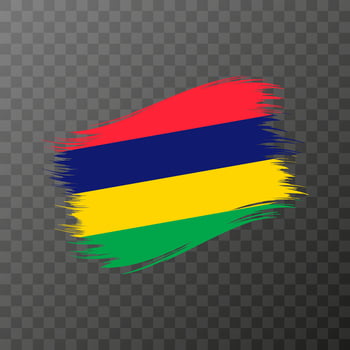 Mauritius national flag. Grunge brush stroke. Vector illustration on transparent background.